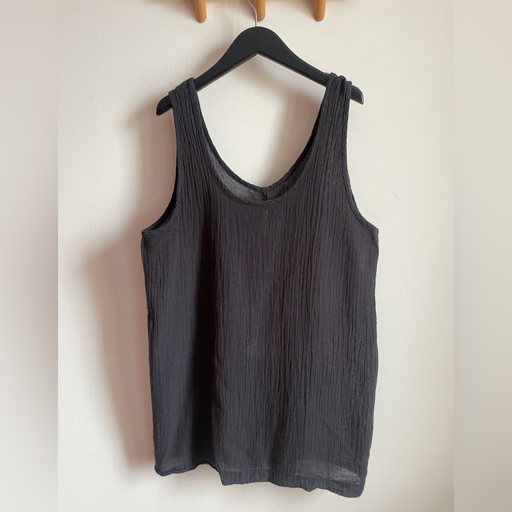 Black Crane linen cotton gauze tank top easy for size S black